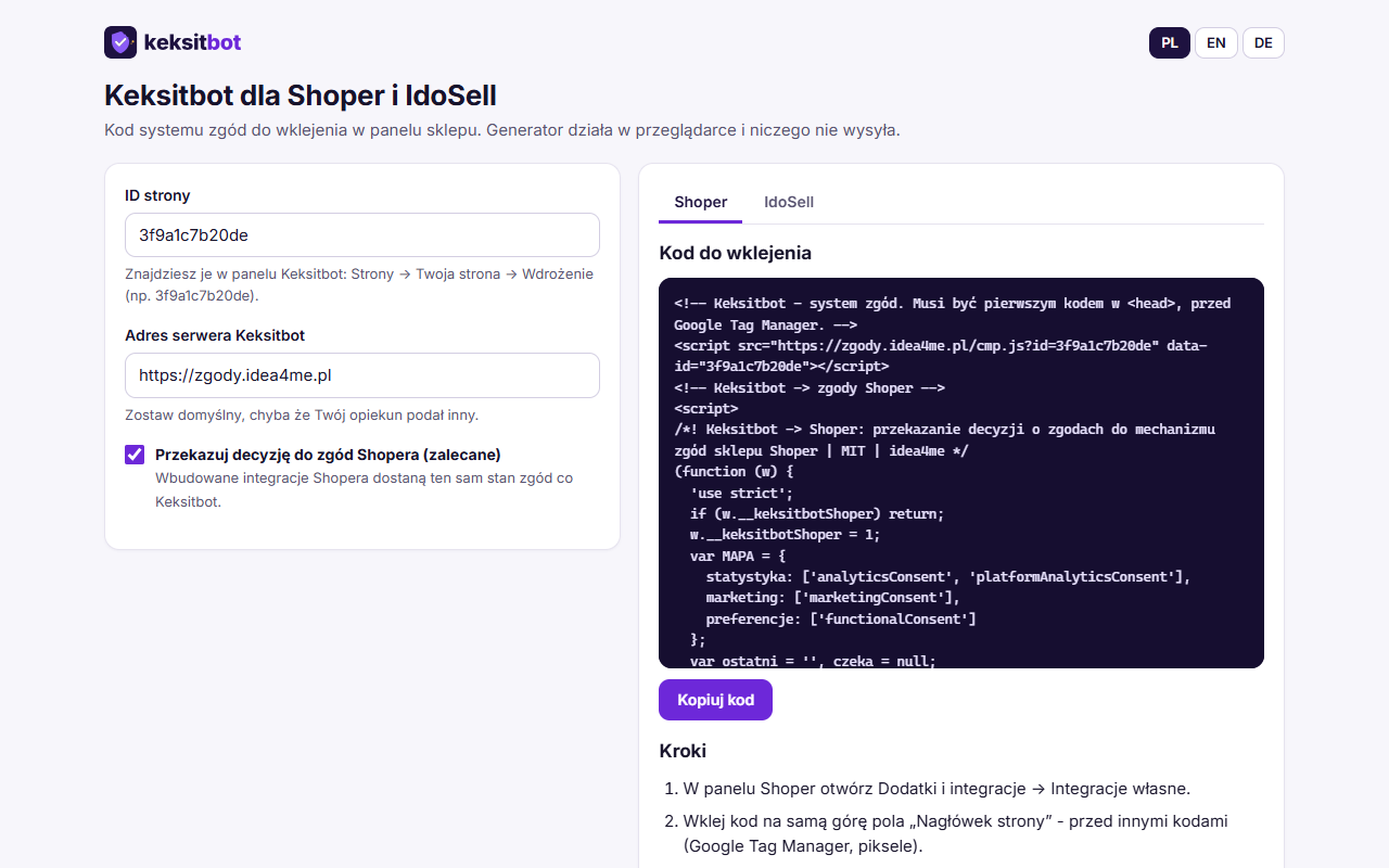Keksitbot - Shoper, IdoSell